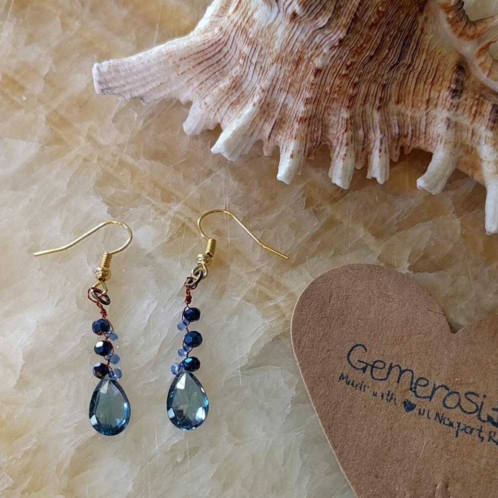 Stunning Blue Topaz + Copper Dangle Earrings - Picture 4 of 5